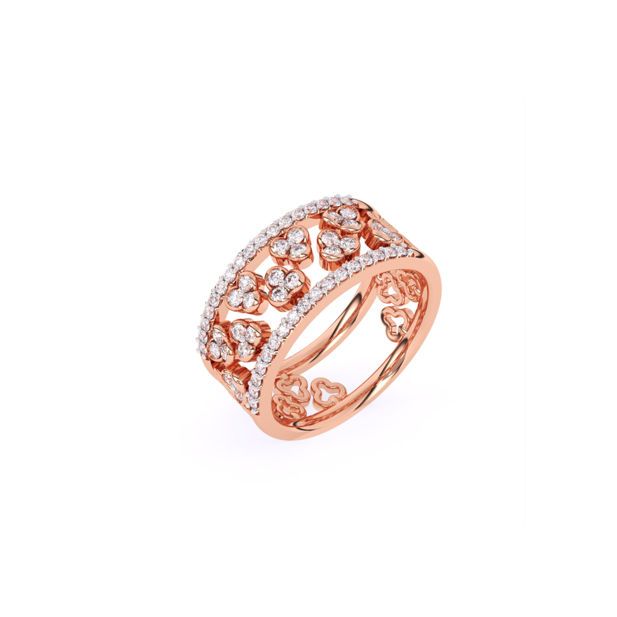 14k Rose Gold Lab Grown Diamond Floral Art Deco Engagement Ring